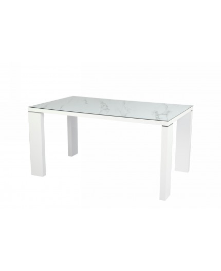 Mesa ROYAL, lacada blanca, cristal ceramico, 150 x 90 cms