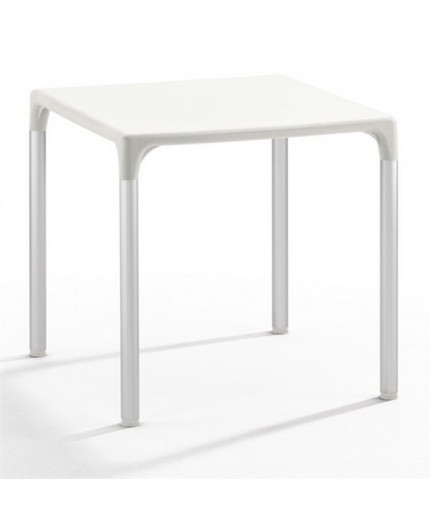 Mesa ELIANA, aluminio, polipropileno blanco 74x74 cms