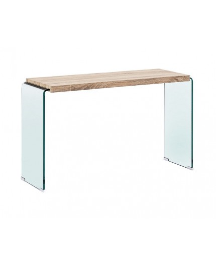 Consola Mesa OSIRIS, madera, cristal curvado, 120 x 40 cms