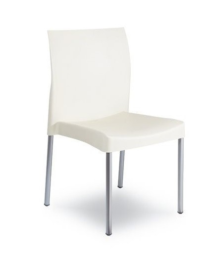 Silla SANDRA, aluminio, polipropileno blanca*